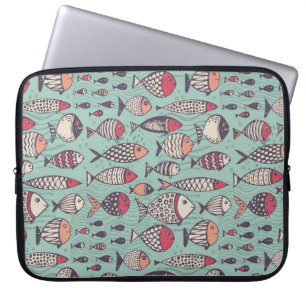 Funny fishes: hand-drawn seamless pattern. laptop sleeve