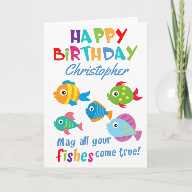 Funny Fishes Personalised Birthday Card (Front)