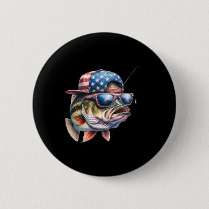 Funny Fishing And Fisherman Gift American Flag 6 Cm Round Badge