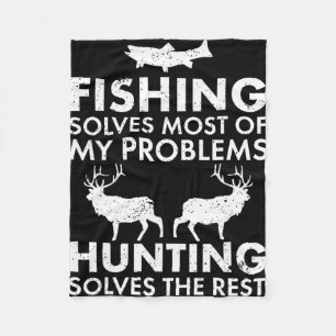 Funny Fishing And Hunting Gift Christmas Humor Hun Fleece Blanket
