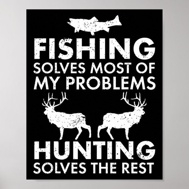 Funny Fishing And Hunting Gift Christmas Humour Hu Poster (Front)