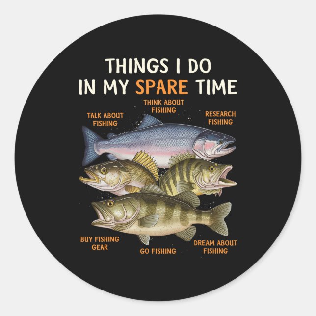 Funny Fishing Apparel For Men  Classic Round Sticker (Front)