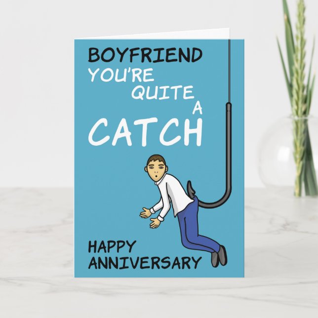 Funny Fishing Boyfriend Anniversary Card (Front)