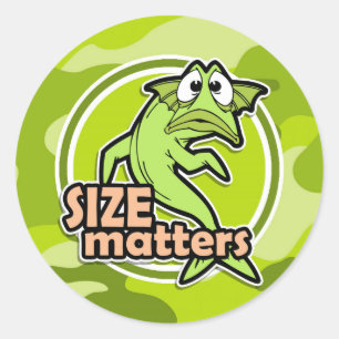 Funny Fishing; bright green camo, camouflage Classic Round Sticker