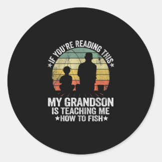Funny Fishing Buddy Grandpa _ Grandson Gift Idea Classic Round Sticker
