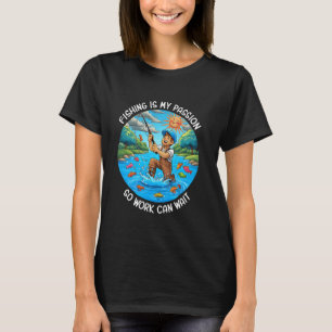 Funny Fishing Cartoon Fisherman Angler Joke T-Shirt