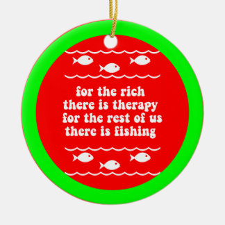 Funny fishing ceramic tree decoration