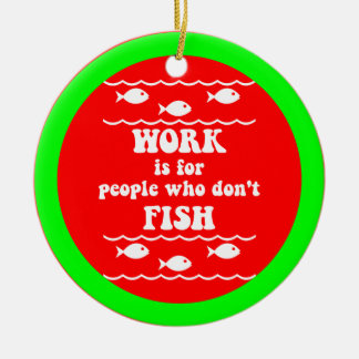 Funny fishing ceramic tree decoration