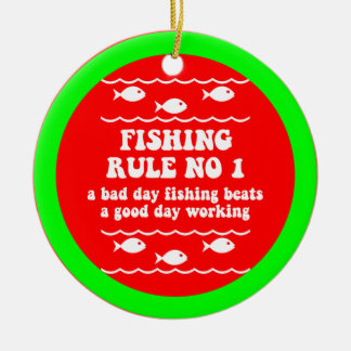 Funny fishing ceramic tree decoration