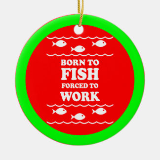 Funny fishing ceramic tree decoration