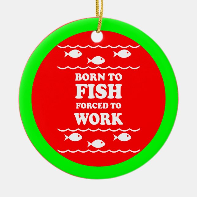 Funny fishing ceramic tree decoration (Front)