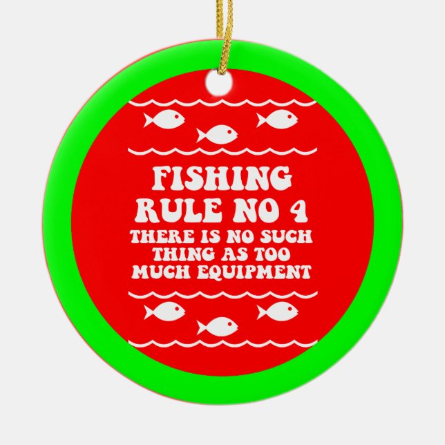 Funny fishing ceramic tree decoration (Front)
