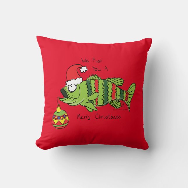 Funny Fishing Christmas Cushion (Front)