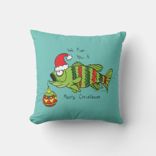 Funny Fishing Christmas Cushion