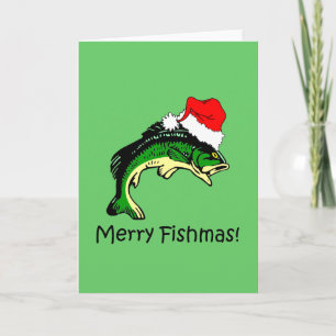 Funny fishing Christmas Holiday Card