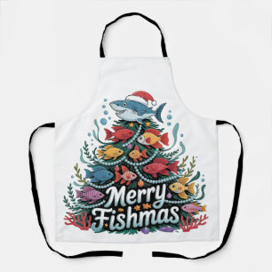 Funny Fishing Christmas Tree Fish Fisher Lover  Apron