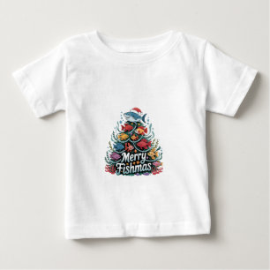 Funny Fishing Christmas Tree Fish Fisher Lover  Baby T-Shirt