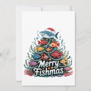 Funny Fishing Christmas Tree Fish Fisher Lover Invitation