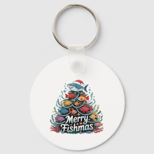 Funny Fishing Christmas Tree Fish Fisher Lover Key Ring