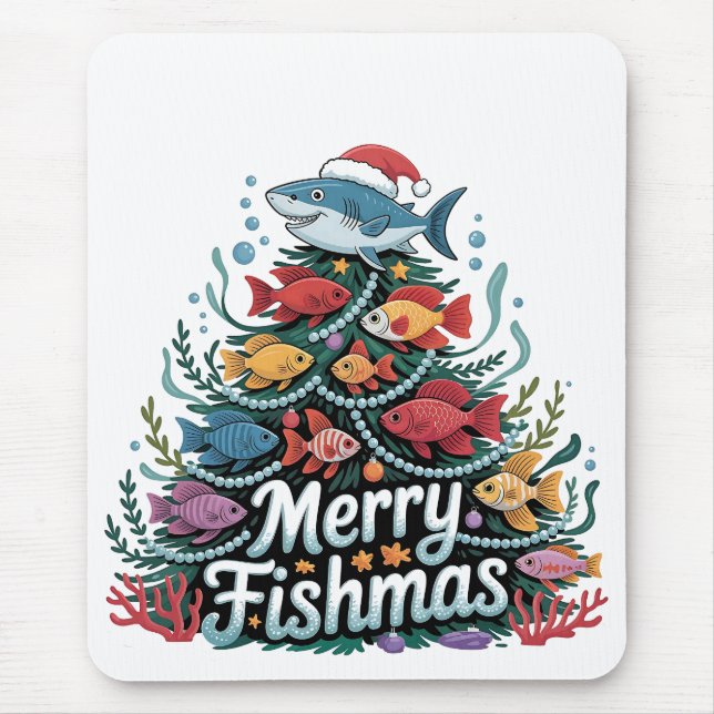 Funny Fishing Christmas Tree Fish Fisher Lover  Mouse Mat (Front)