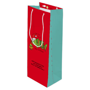 Funny Fishing Christmas Wine Gift Bag
