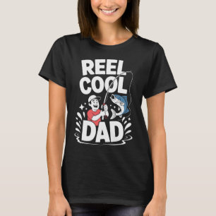 Funny Fishing Dad Graphic “REEL COOL DAD†Typo T-Shirt