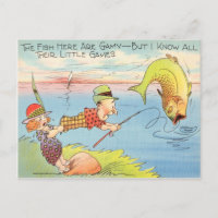 Funny Fishing Fisherman Postcard Fish Cartoon