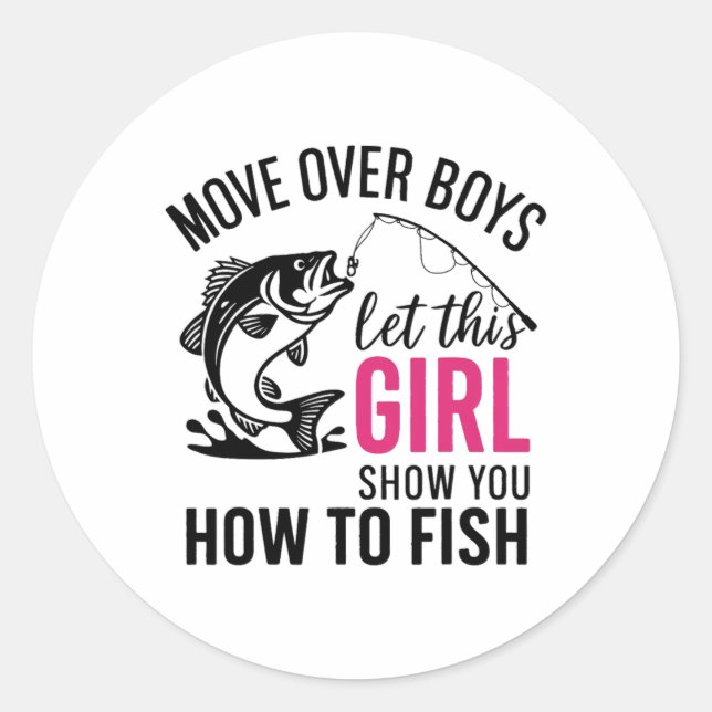 Funny Fishing For Girls Women Fisherman Fishing Lo Classic Round Sticker (Front)