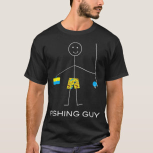 Funny Fishing Guy Illustrated Stick Man Fisherman T-Shirt