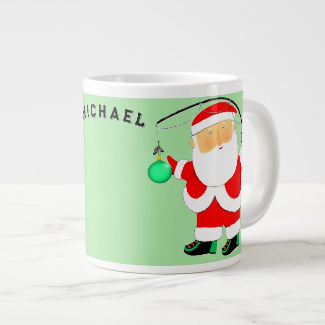 Funny Fishing Holiday Gift Large Coffee Mug (Front Right)