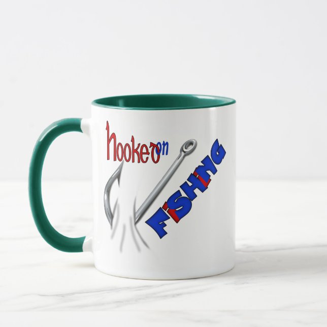 Funny Fishing Hooked On Fishing Mug (Left)