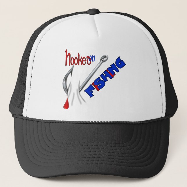 Funny Fishing Hooked On Fishing Trucker Hat (Front)
