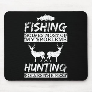 Funny Fishing Hunting Solves Problem Fish Deer Big Mouse Mat