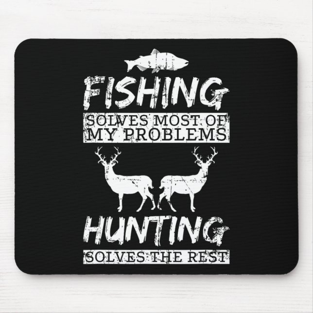 Funny Fishing Hunting Solves Problem Fish Deer Big Mouse Mat (Front)