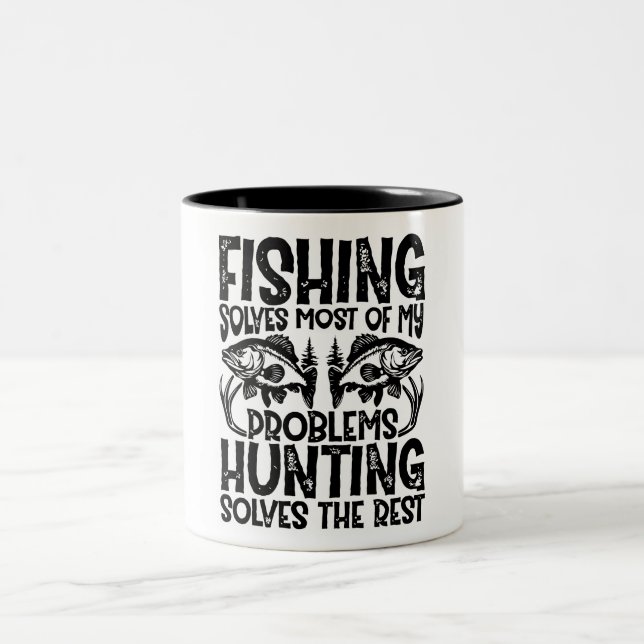 Funny Fishing/Hunting Two-Tone Coffee Mug (Center)