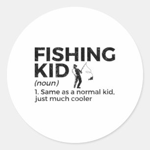 Funny Fishing Kid Definition Classic Round Sticker