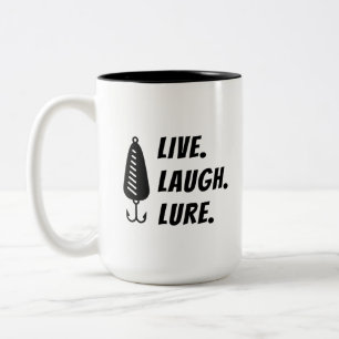 Funny Fishing Live. Laugh Lure. Two-Tone Coffee Mug
