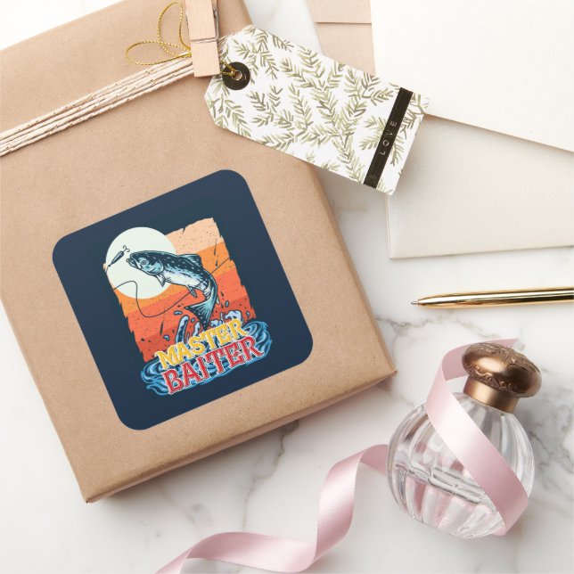 Funny Fishing Master Baiter Square Sticker (Gifting)