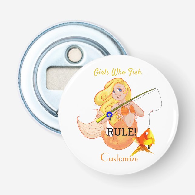 Funny Fishing Mermaid Girl Thunder_Cove  Bottle Opener (Front)