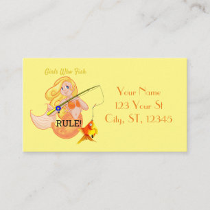 Funny Fishing Mermaid Girl Thunder_Cove Business Card