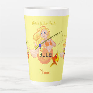 Funny Fishing Mermaid Girl Thunder_Cove Latte Mug