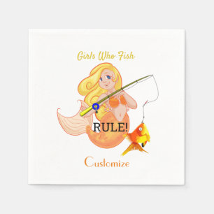 Funny Fishing Mermaid Girl Thunder_Cove   Napkin