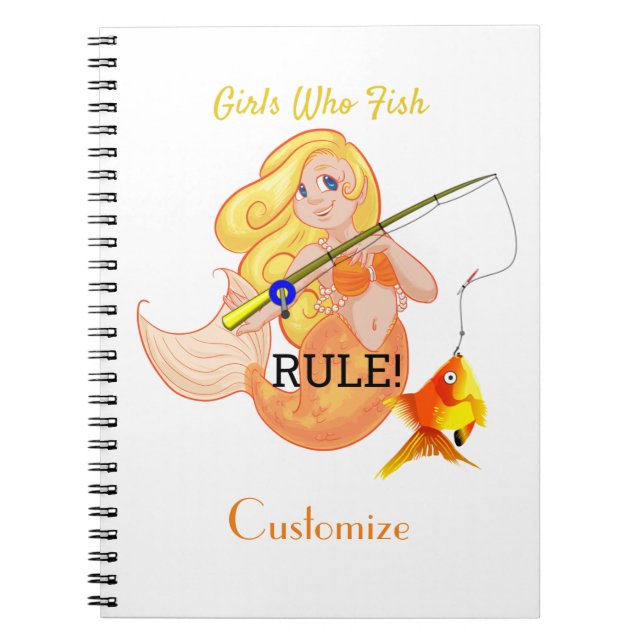 Funny Fishing Mermaid Girl Thunder_Cove   Notebook (Front)