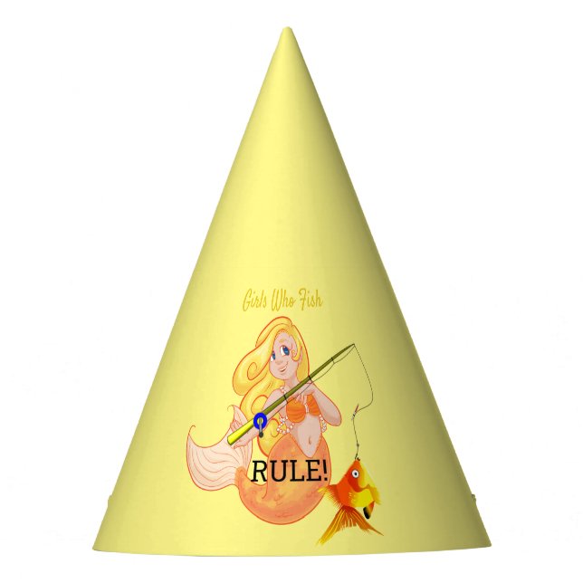 Funny Fishing Mermaid Girl Thunder_Cove Party Hat (Front)