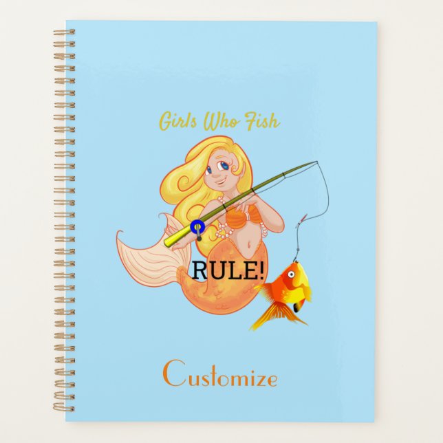 Funny Fishing Mermaid Girl Thunder_Cove  Planner (Front)