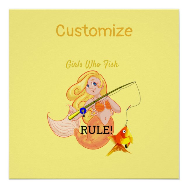 Funny Fishing Mermaid Girl Thunder_Cove Poster (Front)