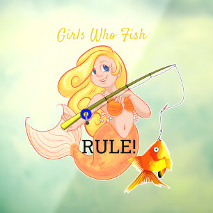 Funny Fishing Mermaid Girl Thunder_Cove Window Cling