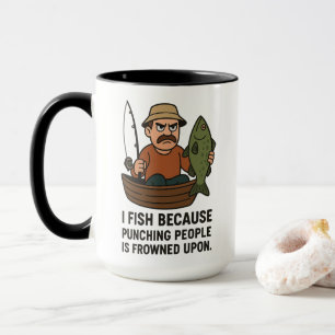 Funny Fishing Mug – Angry Fisherman Cartoon Gift