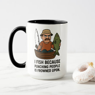 Funny Fishing Mug – Angry Fisherman Cartoon Gift