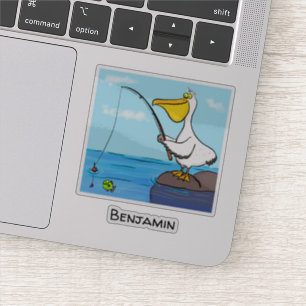 Funny fishing pelican cartoon
